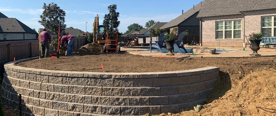 Landscaping on slope of residence in Memphis, TN.