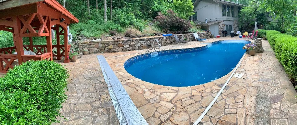 Large patio and pool at residence in Memphis, TN.